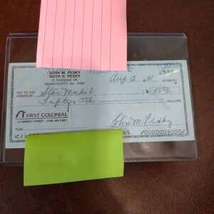 John Peaky Cancelled Check Autograph Collector's